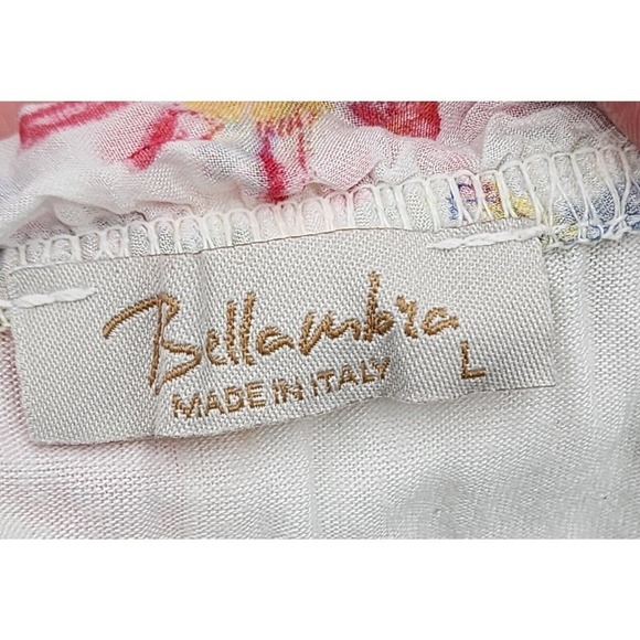 Bellambra 100% Silk Italian Floral Peasant Sheer Lined Blouse Top Size L - Picture 8 of 10